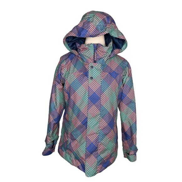 Burton Dryride Elodie diamond check plaid ski snowboard jacket coat size XL (18) - Picture 9 of 9